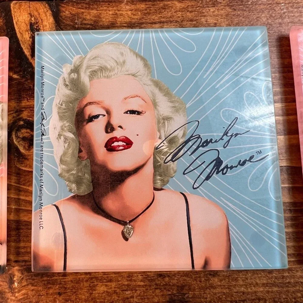 Vintage Marilyn Monroe Glass Coaster Set of Three coasters 4